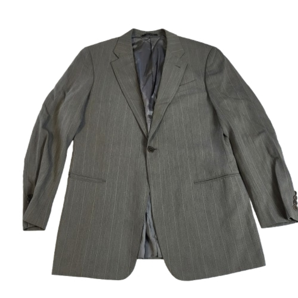 Armani Collezioni Suit Jacket Grey Striped Wool Blend Italian Men's Size 42 L
